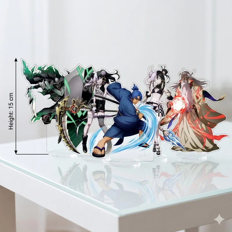 15CM Anime Overlord  Keychain Acrylic Figure Stand Pandora's Actor Mare Bello Fiore Aura Bella Fiora Peripheral Ornaments Gifts