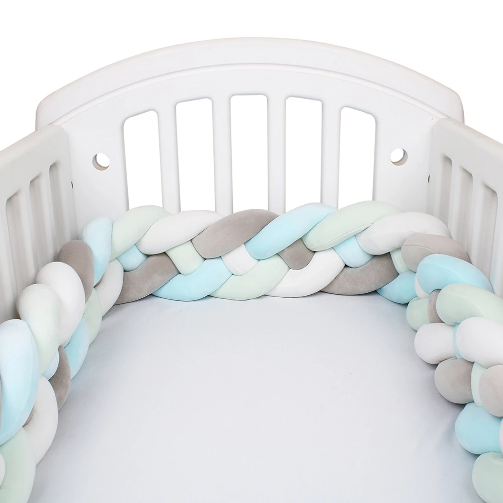 300cm Baby Bumper Bed Braid Knot Pillow Cushion for Infant Crib Protector Cot Room Decor Bedding Set Boy Decoration