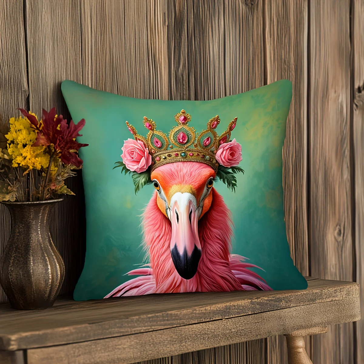 1pc Flamingo Queen Themed Printed Throw Pillow Cover, Suitable for Sofa, Bedroom, Living Room, a Unique Gift for Animal Lovers view 5