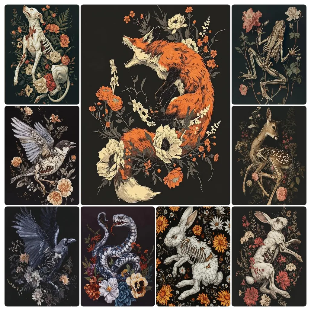 

500/1000/1200/2000PCS Jigsaw Puzzles Horrible Floral Skeleton Animal Home Decor Adults Puzzle Games Family Fun Puzzles Gift