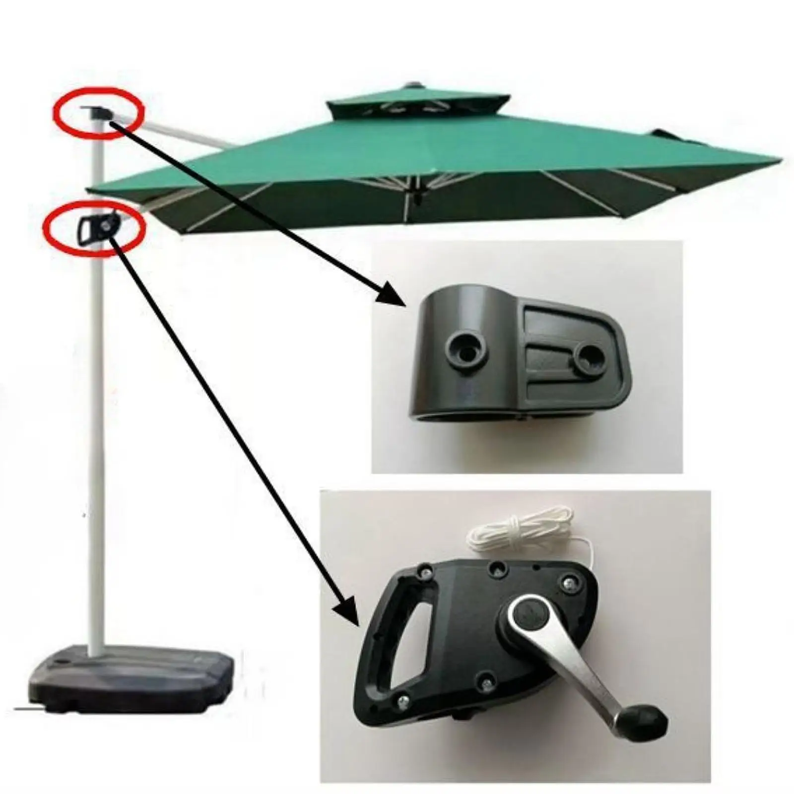Patio Umbrella Handle Replacement Crank 48mm Fit Roman Parasol Outdoor Plastic Accessory for Balcony Garden Yard