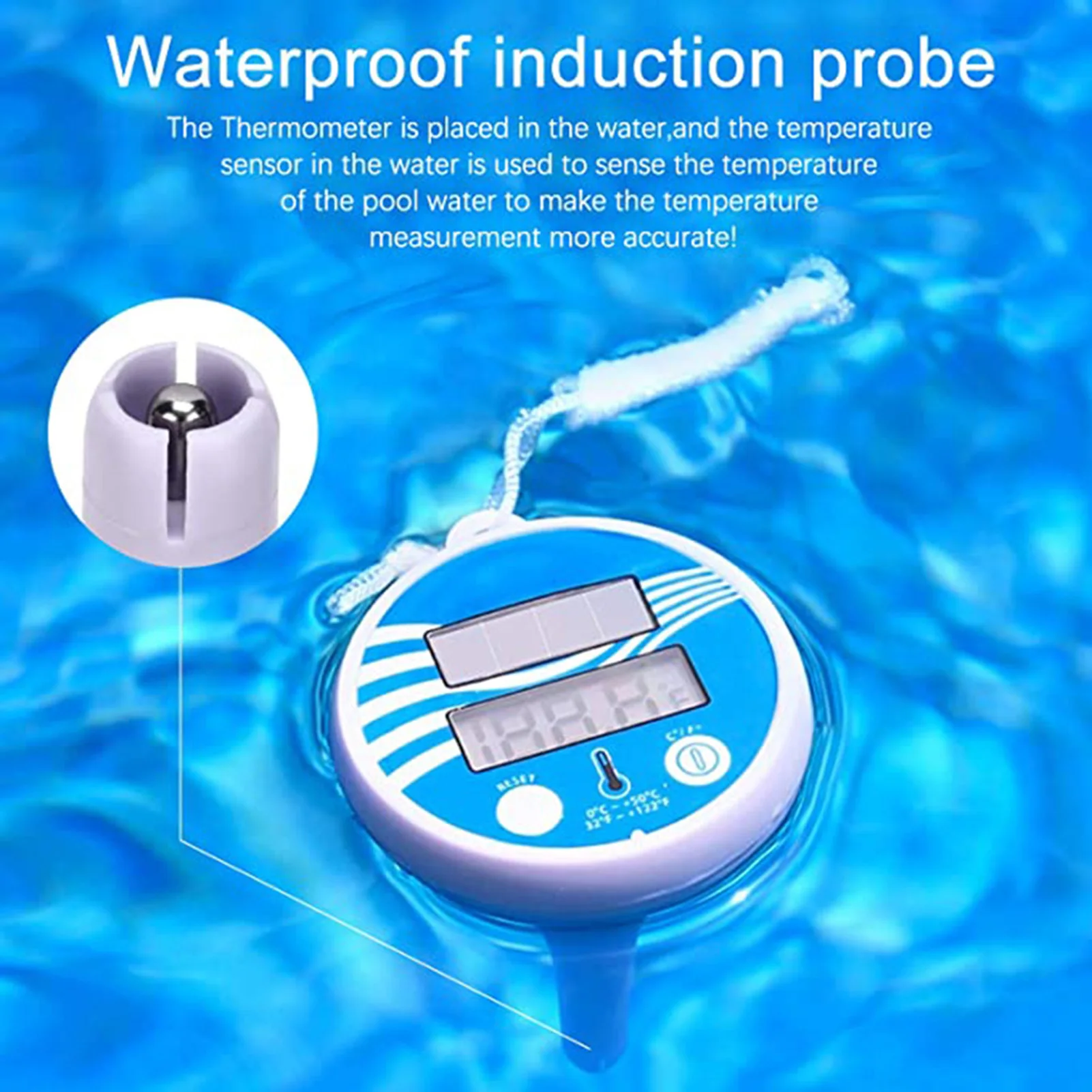 Termómetro flotante Solar impermeable para piscina, báscula práctica, lecturas precisas, termómetro para accesorios de piscina