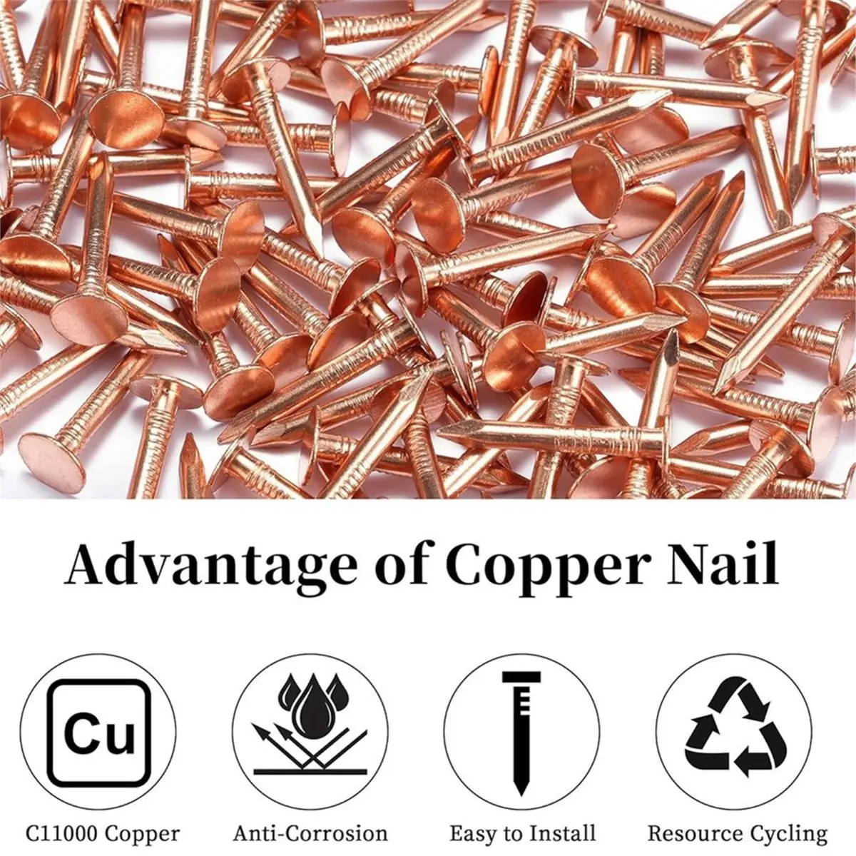 Multi-use Gear 120Pcs Copper Nails 1 Inch with 1/16 Inch Drill Bit,Pure Copper Roofing Nails Spikes Furniture Boat for Roof Repa
