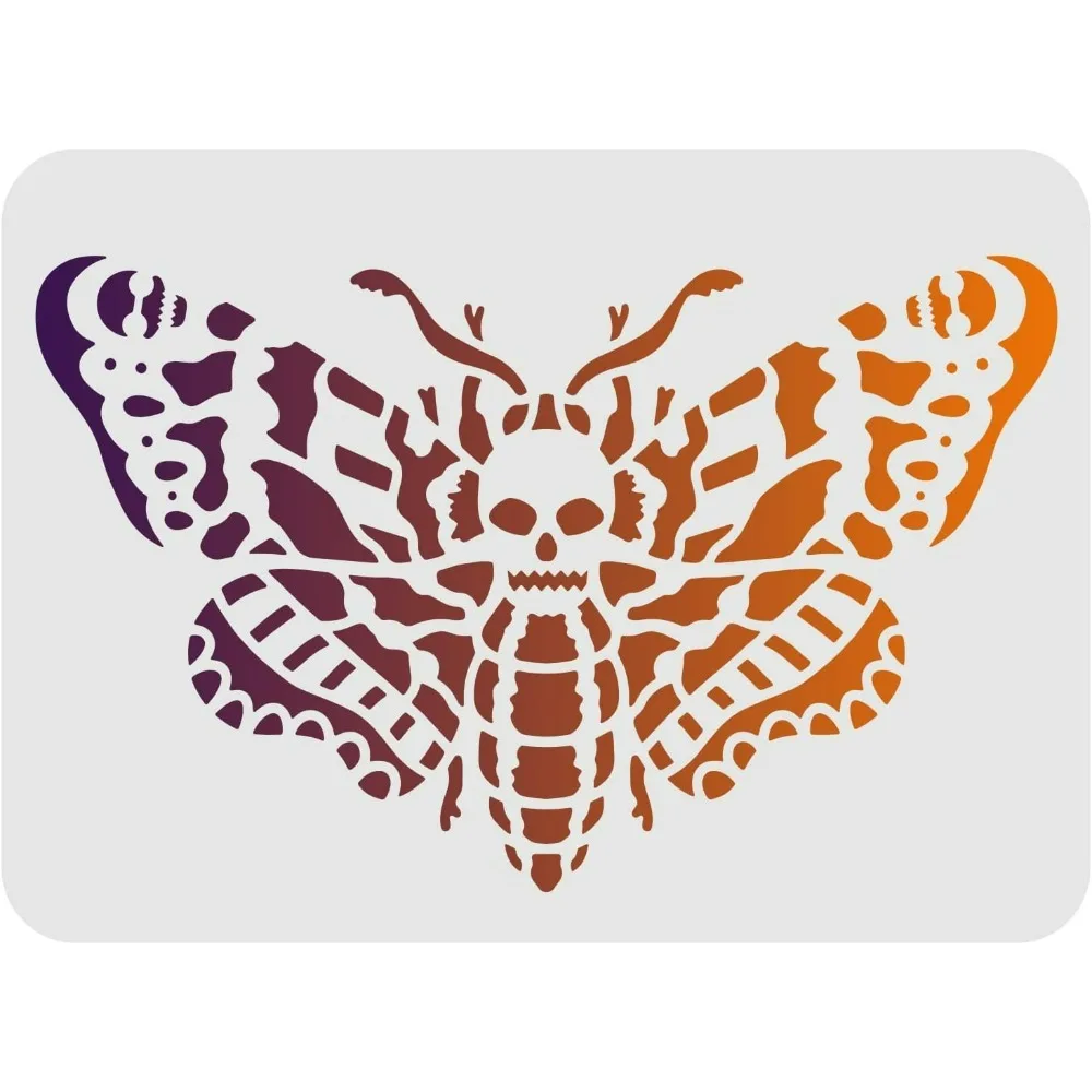 Moth Skeleton Drawing Painting Stencils Template 11.6x8.3 inch Plastic Stencils Decoration Reusable Stencils for Painting