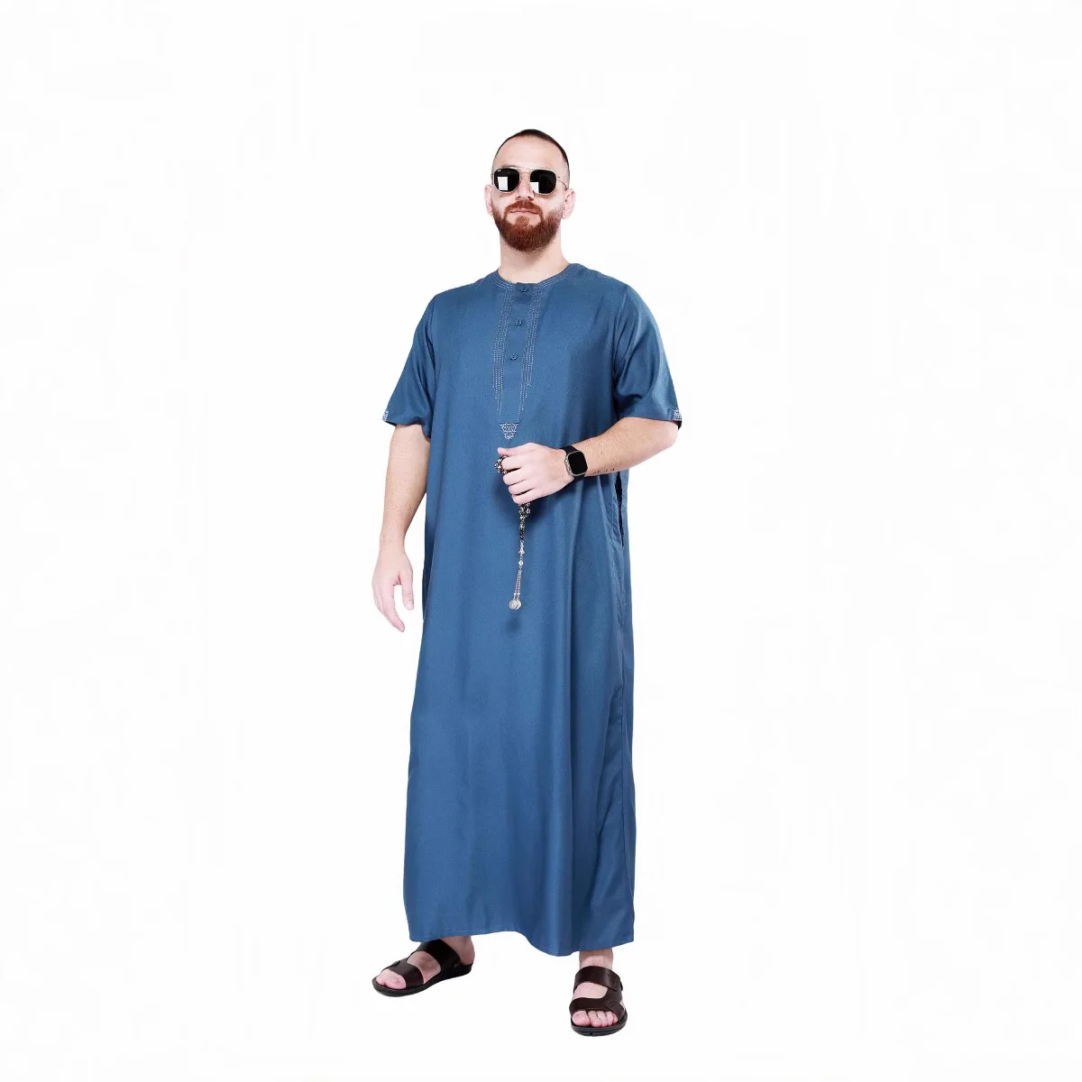 دبي الرجال رداء طويل الملابس الرجالية الروكية المطرزة حجم كبير ملابس رجالي رداء ثوب العرقية Faion منتصف العمر مناسبة