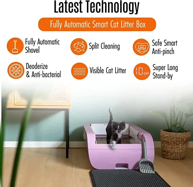 MA2-92-Pro Automatic Self-Cleaning  Stick Remote Control Remote Cat Liter Toilet with Tent
