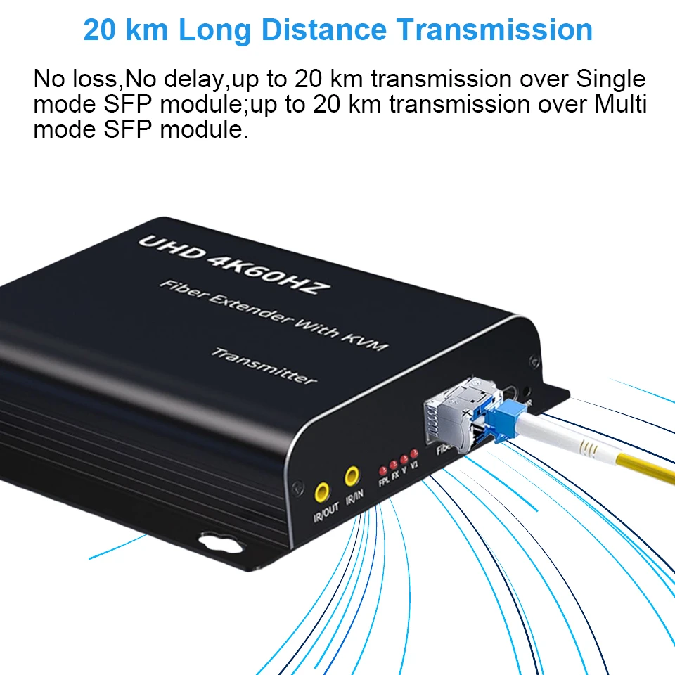 Navceker 4K 60Hz HDMI KVM Fiber Optic Extender Converter 1080P 120Hz 20Km HDMI Optical USB KVM Extender Video Audio Transmitter