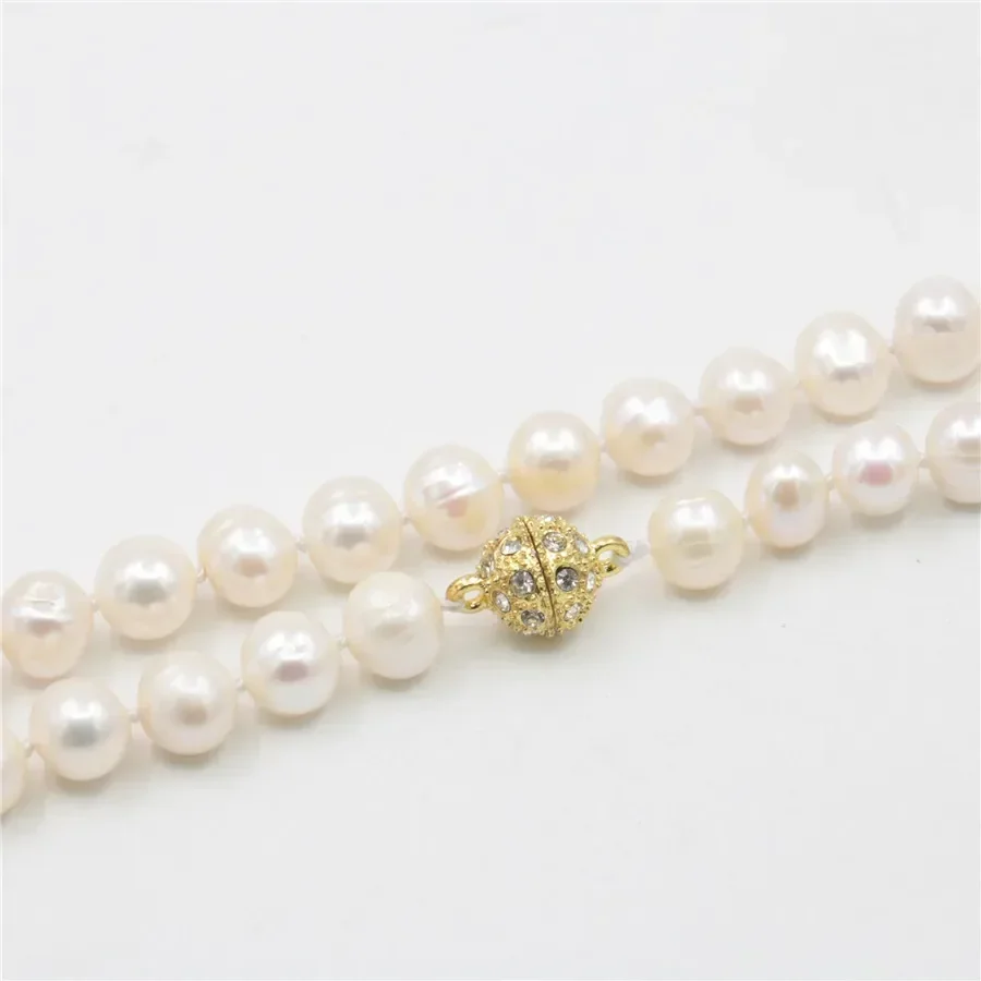 Hot New Charming Beautiful Fashion Jewelry Natural 8-9MM White Akoya Cultured Pearl Necklace Hand Made 18\