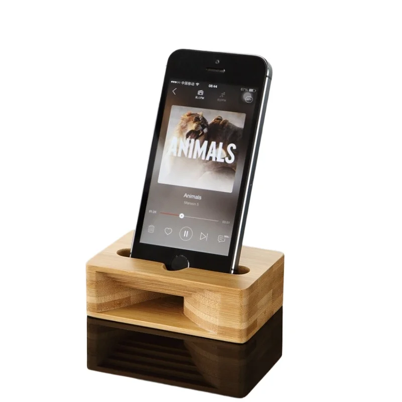 Настольная подставка для сотового телефона с деревянной усилительной звуковой функцией