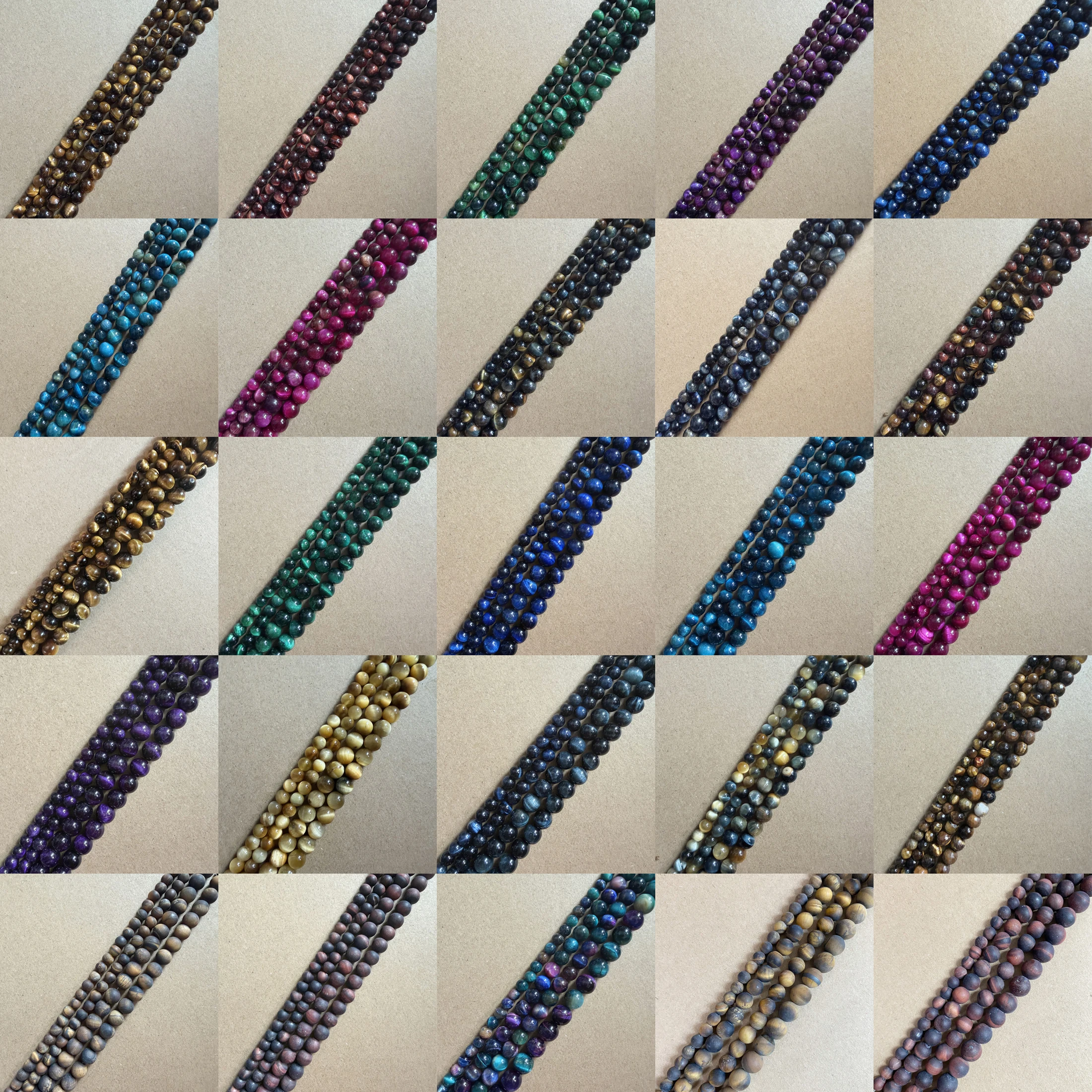 20 Colors A Grade AB Grade Natural Tiger Eye Stone Jewelry Making DIY