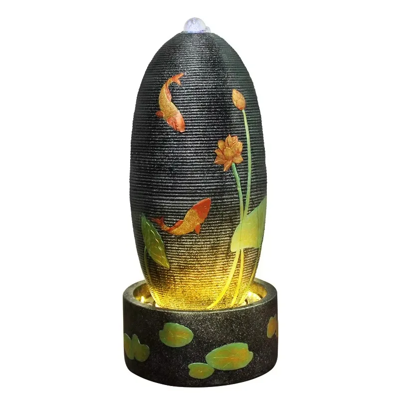 Indoor and Outdoor Large Water Curtain Fountain Large Resin Egg-shaped Waterfall Fountain Garden Home Courtyard Decoration