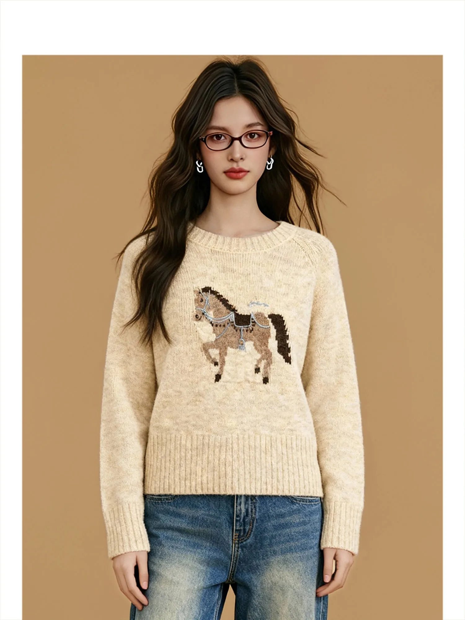 

Soft Knitted round Ne Sweater Embroidered Pattern Casual Sle Women's Winter Faion Top Forever 2 Brand