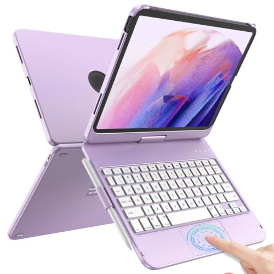 

TQQ Touch for iPad 11th 10th Gen Case with Keyboard 11 2025 10.9 2022 Light Purple 360 Rotatable Thin Light Multi-Touch Trackpa