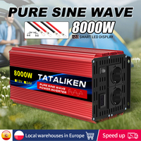 6000W/8000W/10000W EU socket 12V to AC 220V 50HZ pure sine wave inverter car power supply voltage portable converter with LED