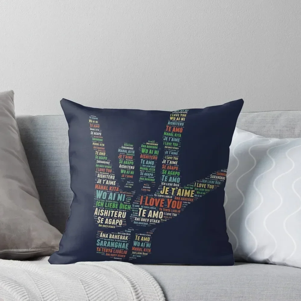 

I Love you in 25 different languages, American sign Language Gift Throw Pillow covers for pillows Christmas Pillow pillow