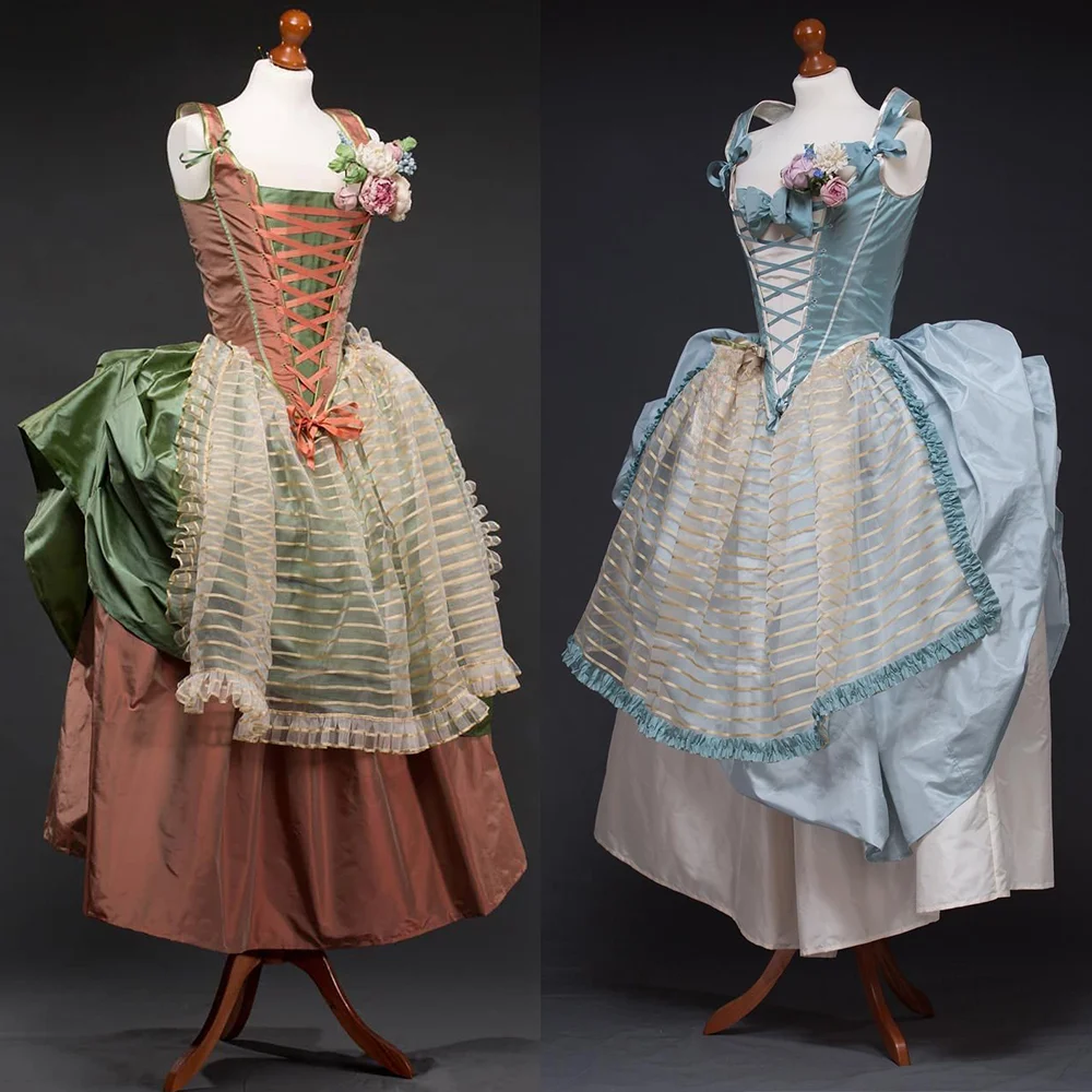 

1700s Rococo Pastoral Dress Victorian French Court Queen Marie Antoinette Wedding Costume Royal Princess Manor Tea Ball Gown