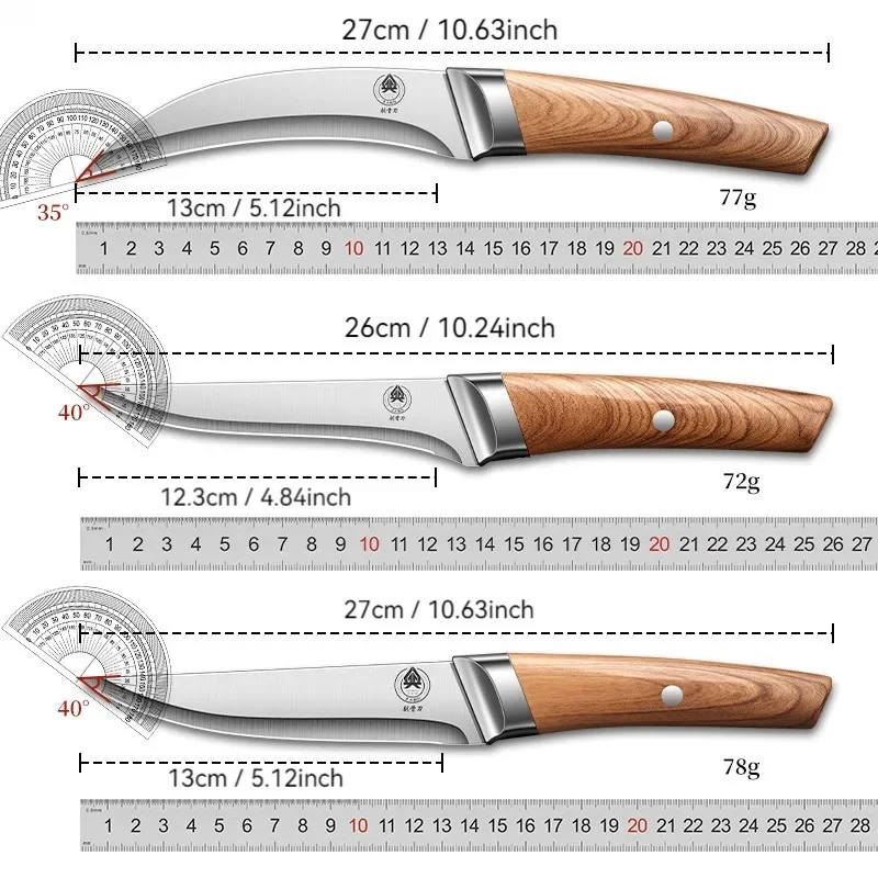 1/2/3Pcs Stainless Steel Boning Knife Set Professional Butcher Skinning & Splitting Knife Sharp Curved Blade for Meat Processing