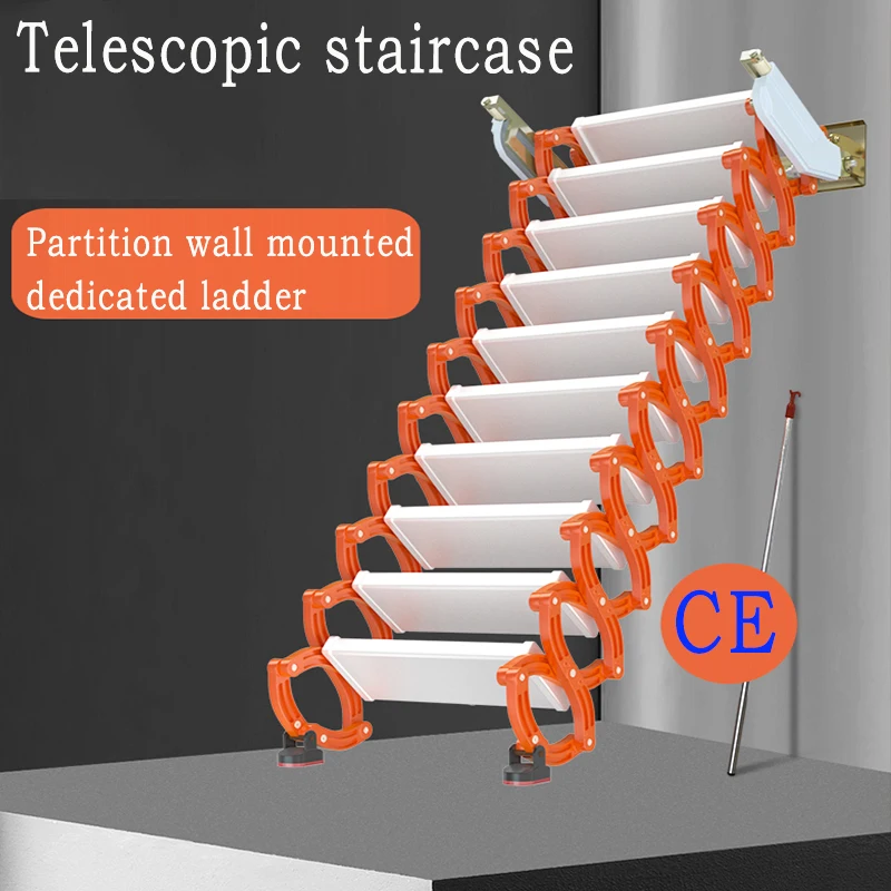 Customized Color Aluminum Alloy Iron Folding Extension Step Ladder Contemporary Electric Telescopic Wall-Mounted 150kg Load Home