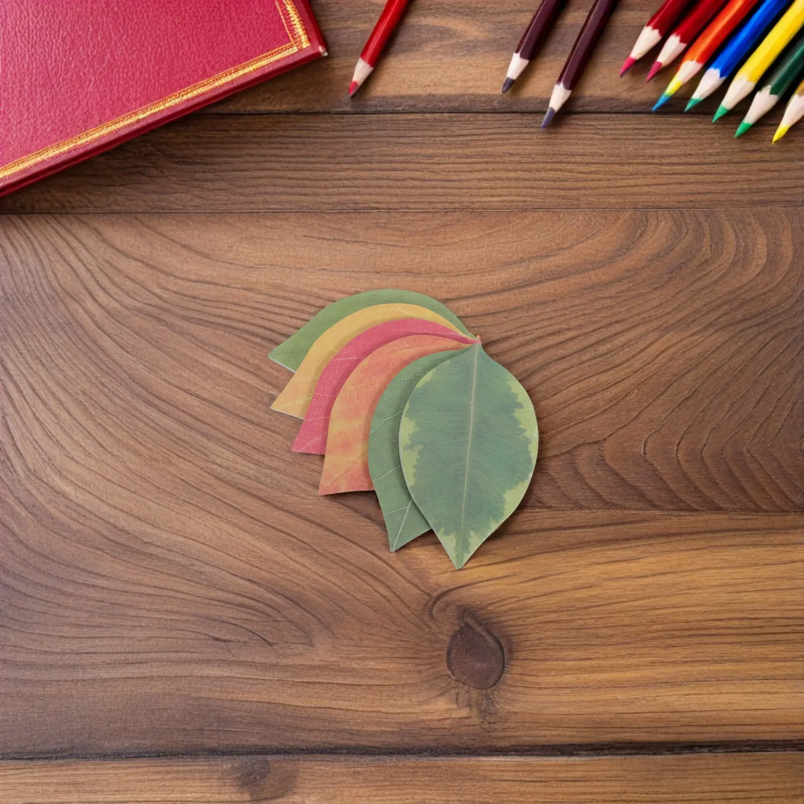 12Pcs Leaf Shaped Sticky Memo Notes Realistic Nature Inspired Adhesive Reminder Pads for Office School Home Desk Organization
