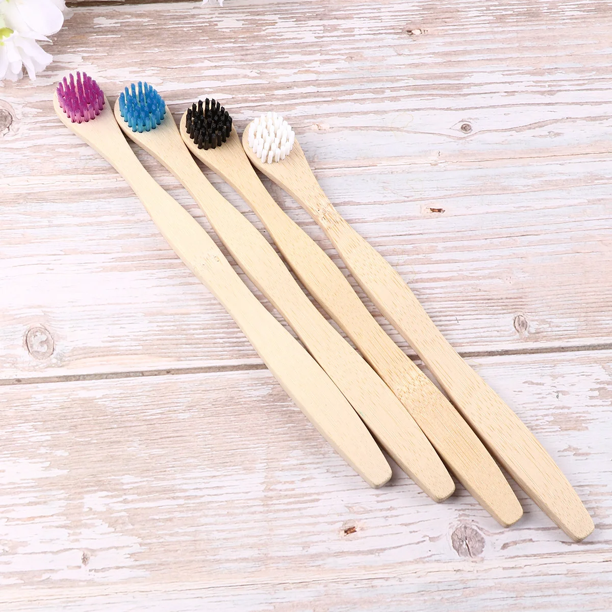 

4pcs Bamboo Tongue Cleaner Extra Soft Toothbrushes Travel Oral Care Debris Removal Daily Brushing Anti Slip Handle
