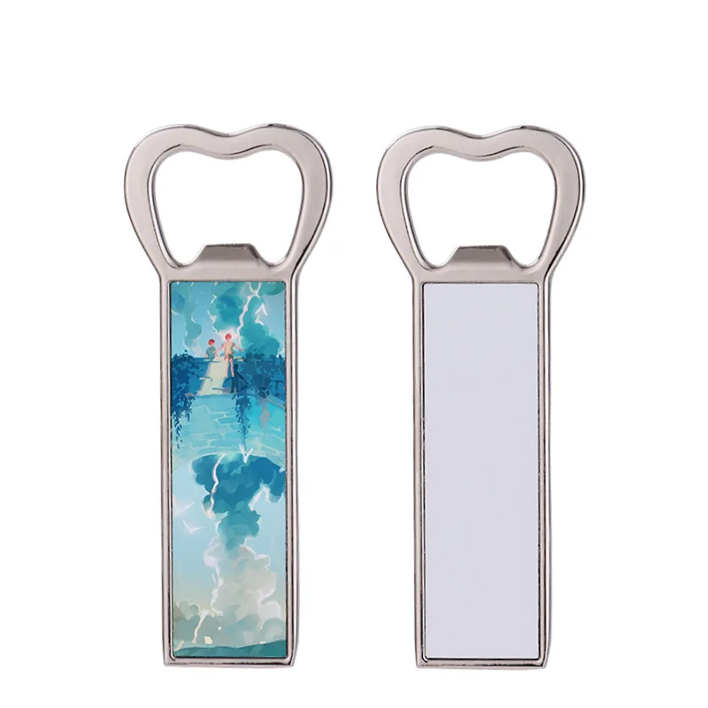 5/10Pcs Sublimation Blank Keychain Sublimation Refrigerator Sticker Metal Bottle Opener Heat Transfer Keychain Blank Key Ring