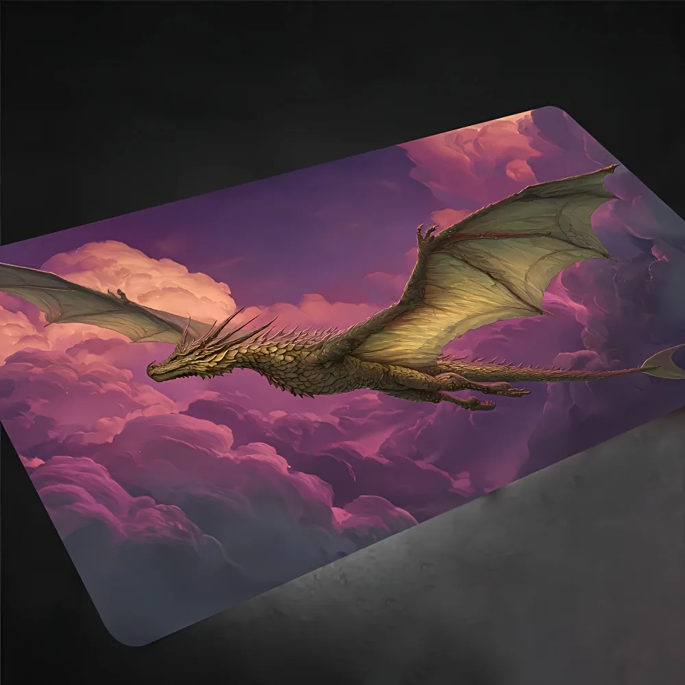 A non-slip game mat, featuring a flying dragon design, is perfect for tabletop RPGs, trading card games, and decorations