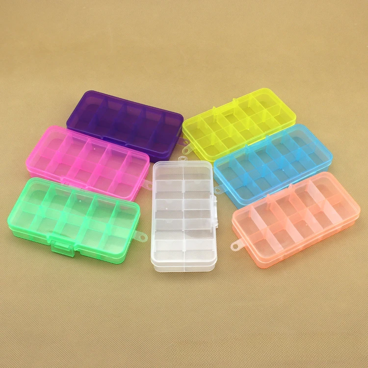 10 Cells Plastic Lots Adjustable Jewelry Storage Box Case Craft Organizer Ring Earring Beads Pills Container for Display