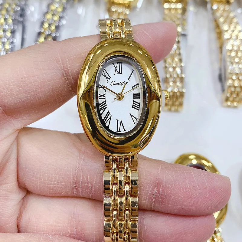 

Oval-shaped steel band women's watch, high-end retro fashion, exquisite new women's watch, gold, premium selection.