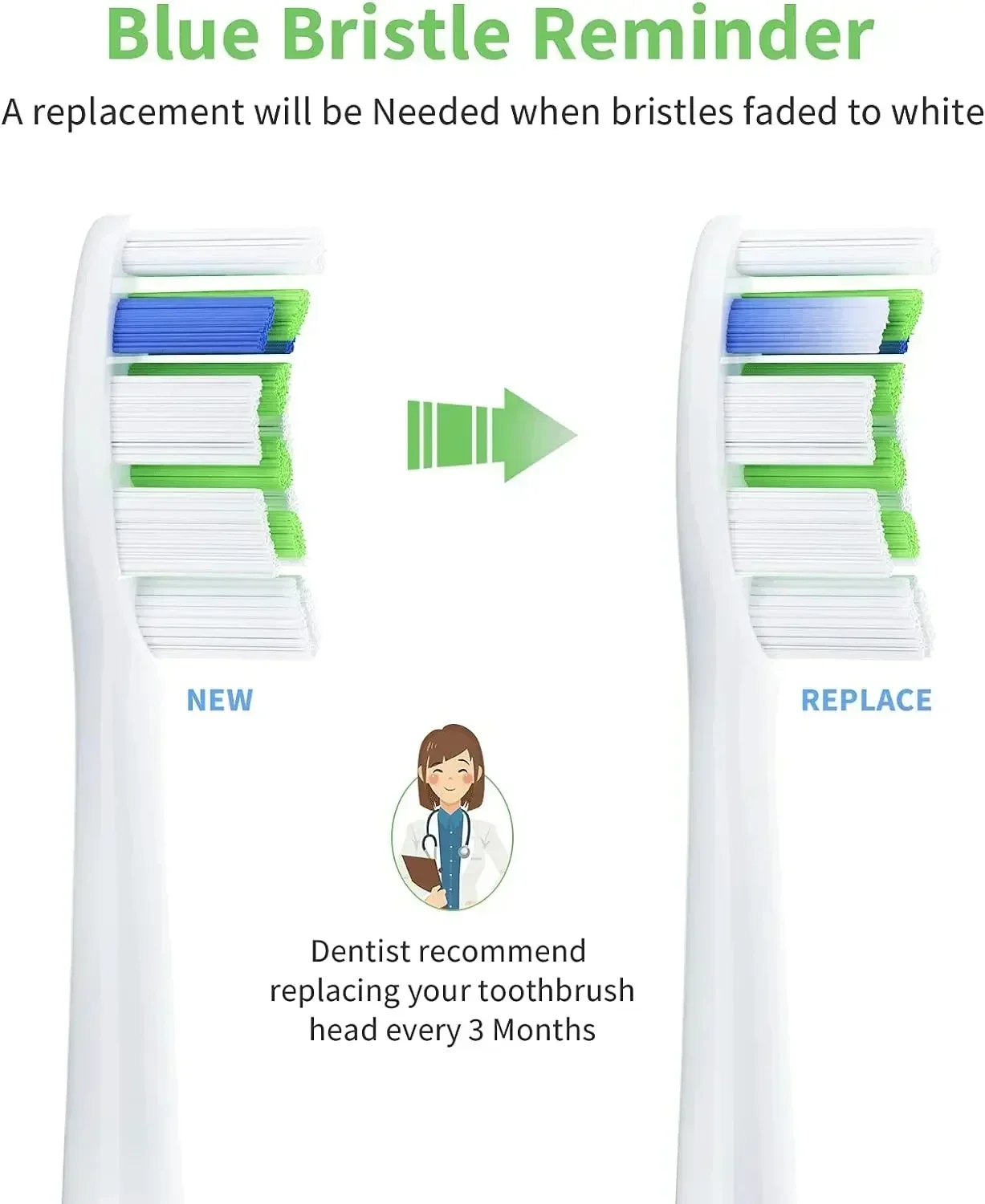 필립스 소닉케어 교체용 칫솔 헤드, 중간 부드러움 듀폰 강모, 전동 칫솔 교체용, 8 개