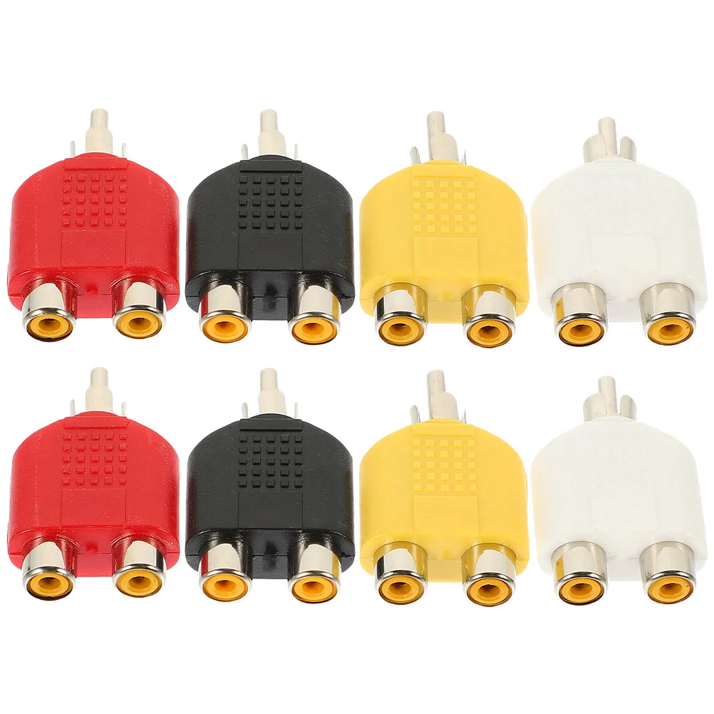 

4 Pcs Y Splitter Adapter 2 Female to 1 Male Audio Video Cable Converter Black Yellow Red White AV Out Connector Speaker