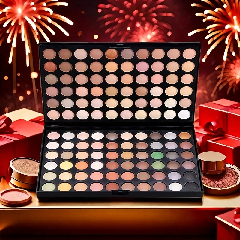 120-Farben-Lidschatten-wasserfeste Make-up-Palette, Erdtöne, mehrfarbig, perlglitzernde matte Oberflächen, für Musikfestivals und den Alltag
