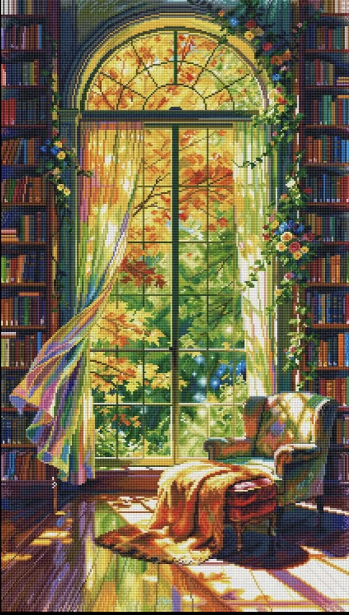 

9CT 14ct By the study window Printed Kit Cross Stitch Embroidery DIY Needlework Home Decor Crafts With Needles Threads 79 Colors