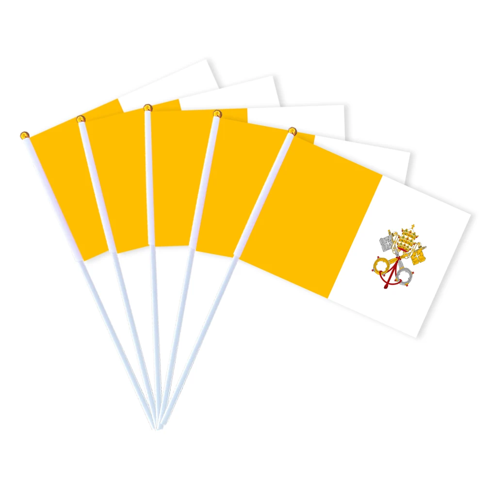 CYPOMELO Flag   Vatican City national flag 14 * 21cm Vatican City small holding waving flag indoor and outdoor home decoration