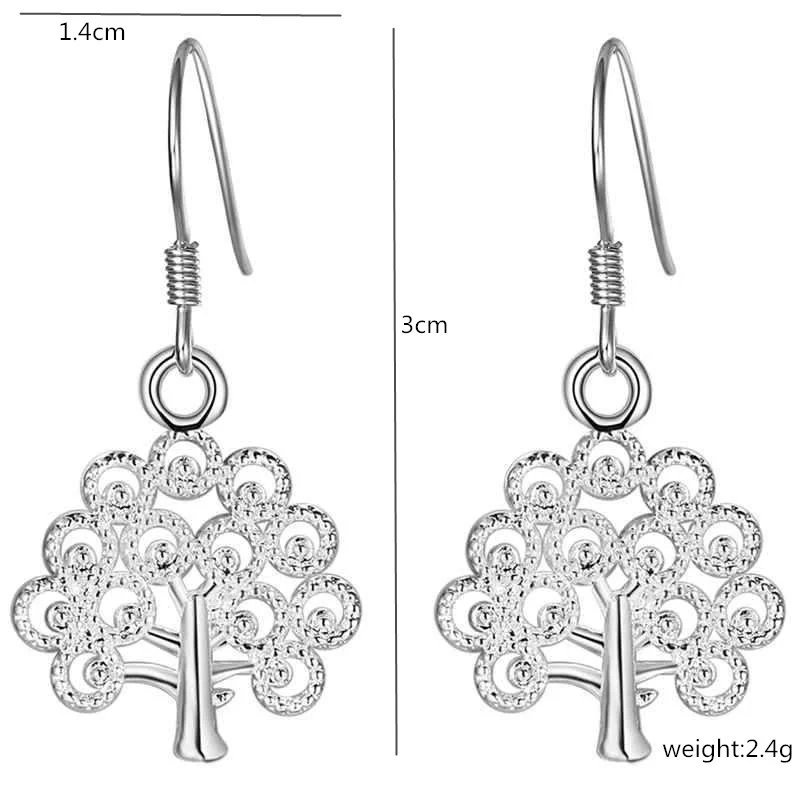 Hot charm 100% 925 Sterling Silver tree earrings elegant high quality Fashion Jewelry Christmas Gifts drop for women