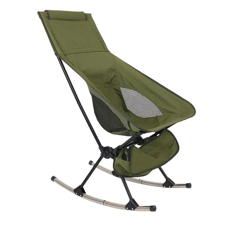 Folding Rocking Chair Leisure Rocking Chair High Back Outdoor Lunch Break Rocking Chair Oxford Cloth Breathable Mesh Back