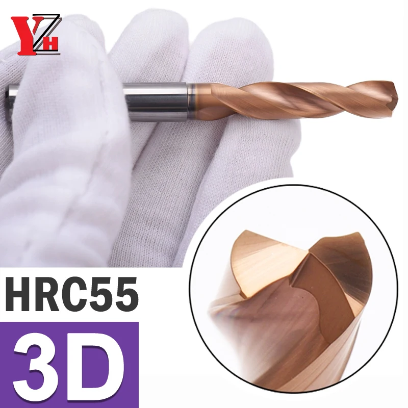 

YZH 3D D1-20mm Carbide Twist Drill HRC55 With External Cooling Solid Tungsten CNC For Hard Metal Alloy Stainless Tool