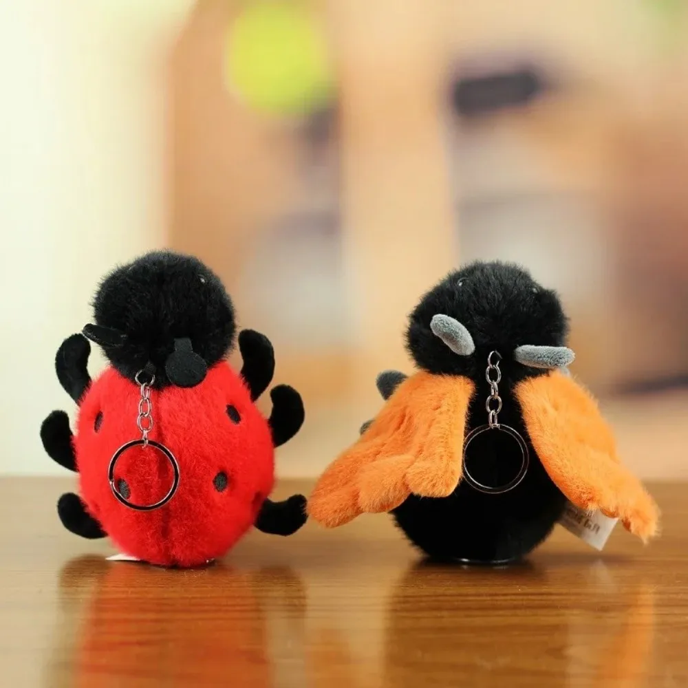 Creative Plush Simulation Insect Cartoon PP Cotton Keychain Spider Bee Stuffed Doll Toy Bag Decor Gift