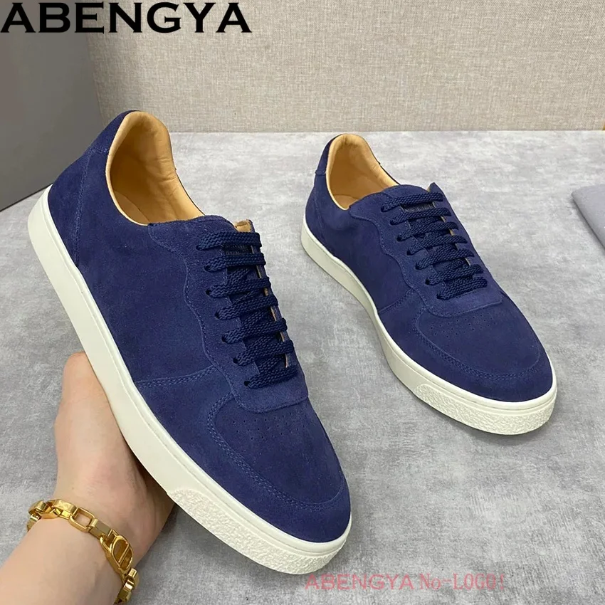 

Autumn Suede Leather Men's Shoes Round Toe Lace Up Walk Shoes For Man Outdoors Casual Flat Shoes Male Sneakers