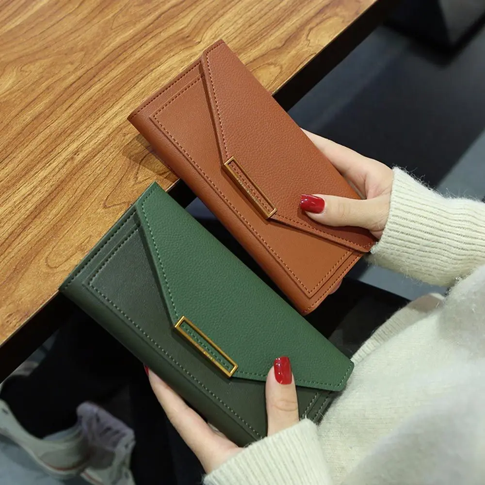 Lady Phone Pocket PU Leather Long Wallets Hasp Wallet Money Bag Purse