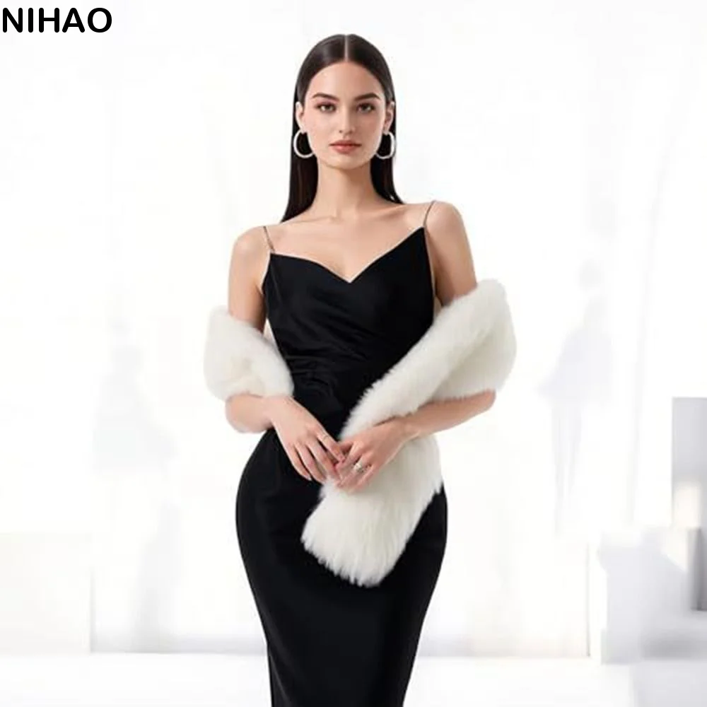 Sweet Faux Rabbit Fur Imitation Mink Fur Scarf Thicken Long Plush Scarf Neck Warmer Pure Color Fluffy Shawl Winter