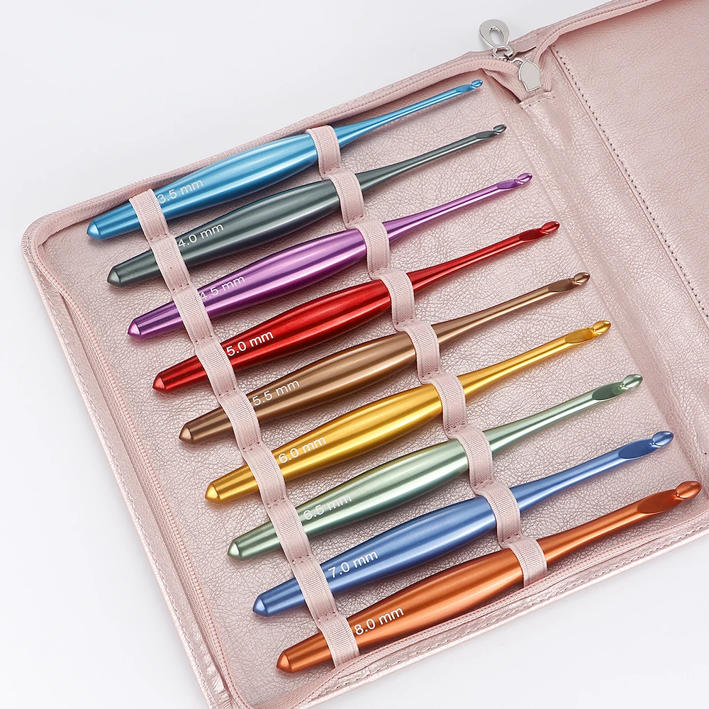 9pcs/set Premium Crochet Hook, Sweater Knitting Needles, colorful Aluminum Weaving Set, Perfect Gift for Knitting Enthusiasts