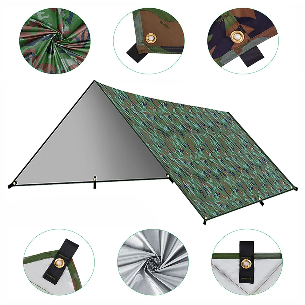 Camping Tarp, Outdoor Camping Tarpaulin Awning, Lightweight UV Resistant and PU 3000mm Waterproof Rainproof Tarpaulin Shelter