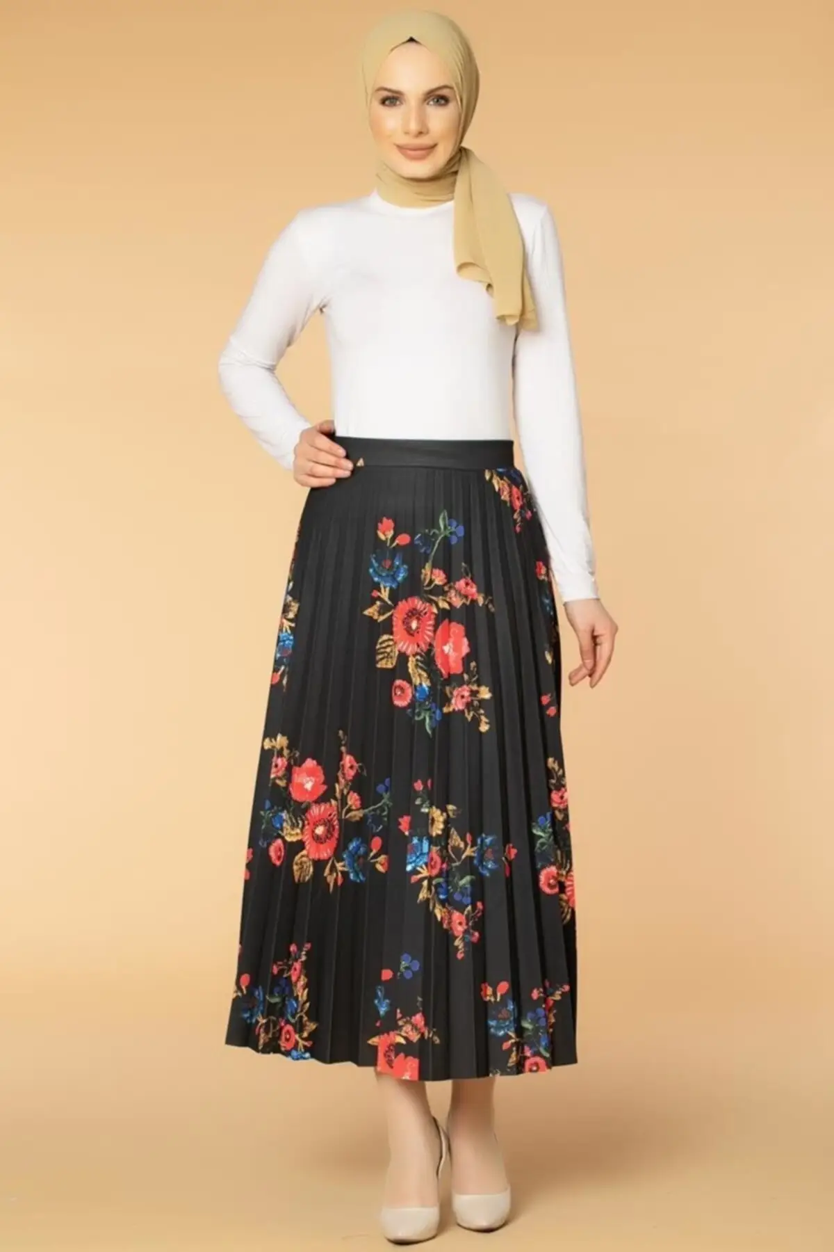 Women Black Floral Piliseli Long Skirt-Me000261