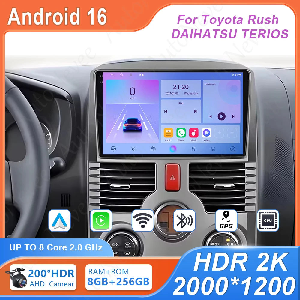

Android 16 Carplay For Toyota Rush DAIHATSU TERIOS Multimedia Car GPS Player Navigation Touch Screen Stereo Radio No 2 Din DVD