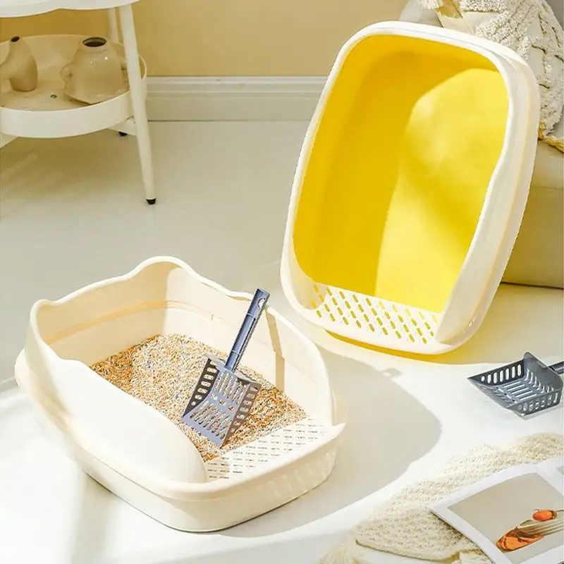 

Giant Cat Litter Box, Oversized, Splash-proof Top-entry Cat Feces Box, Semi-enclosed Cat Toilet, Open Cat Litter Box