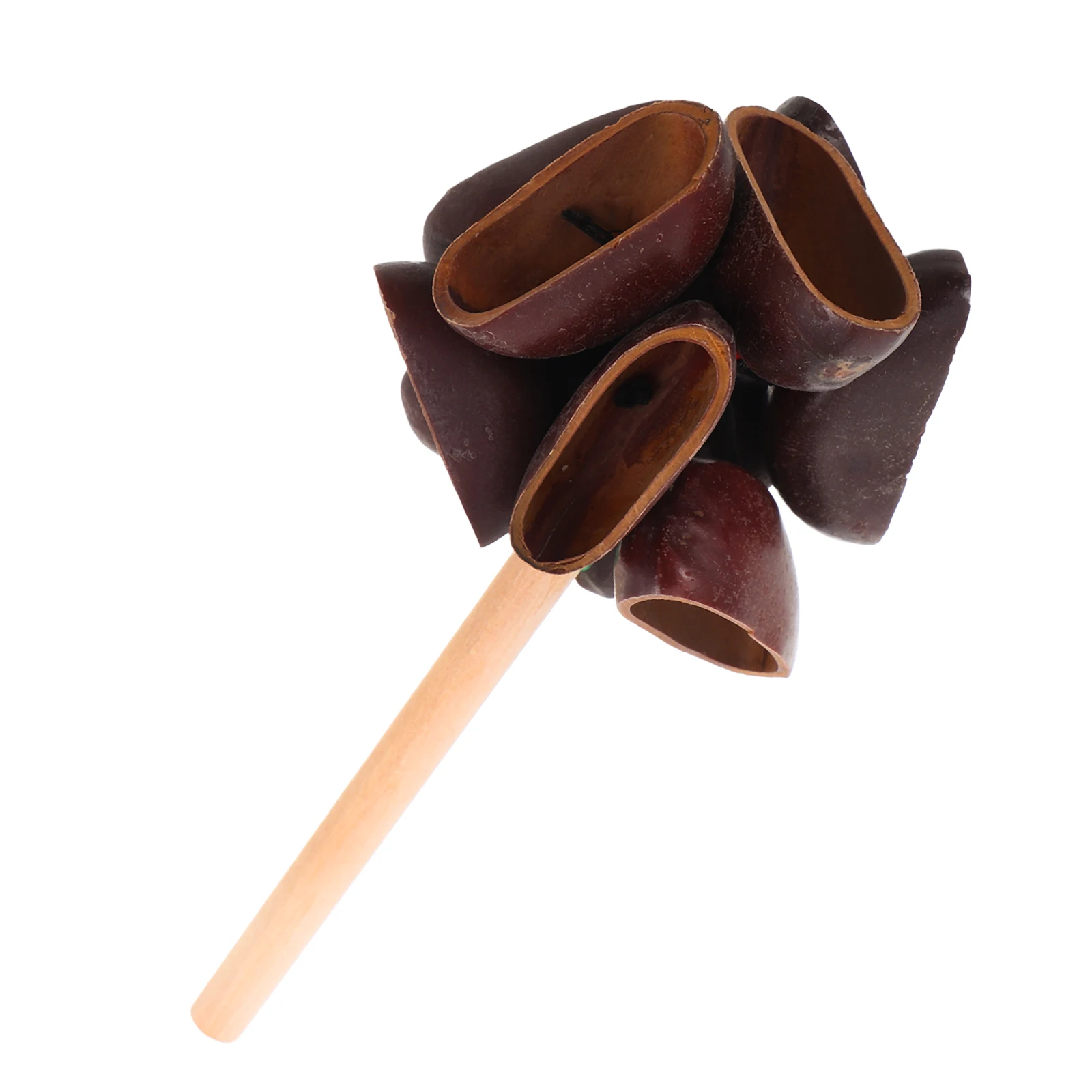 Brinquedos da criança casca de frutas anel de mão infantil instrumentos musicais festival chocalho percussão bebê luz marrom criança