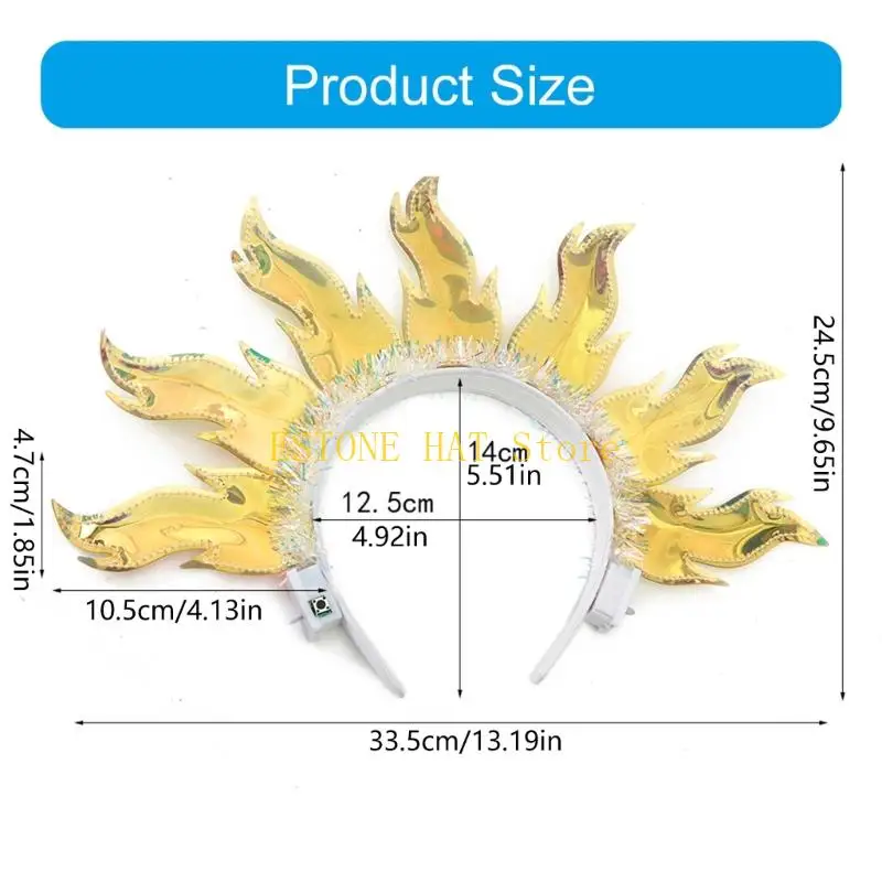 49MF LED Flame Glowing Hairband Hair Styling Tool For Costume Parties Photography And Special Occasion Carnivals Party Props view 6