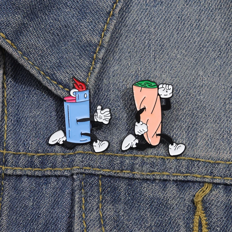 2pcs Cute Cartoon Enamel Badge Personalized Alloy Brooch Bag And Flap Perfect Gift Creative Bag Accessories Charms Cute Badge