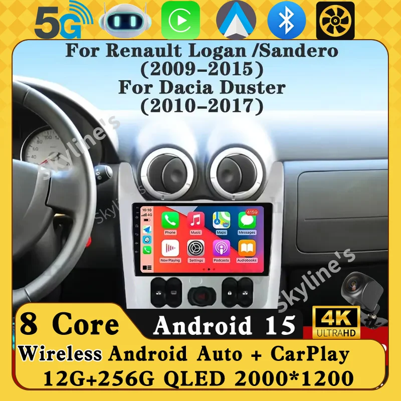 Para Renault Logan 1 Sandero 2009 - 2015 Para Dacia Duster 2010 - 2017 Rádio de Carro Multimídia Reprodutor de Vídeo Navegação GPS Android 16