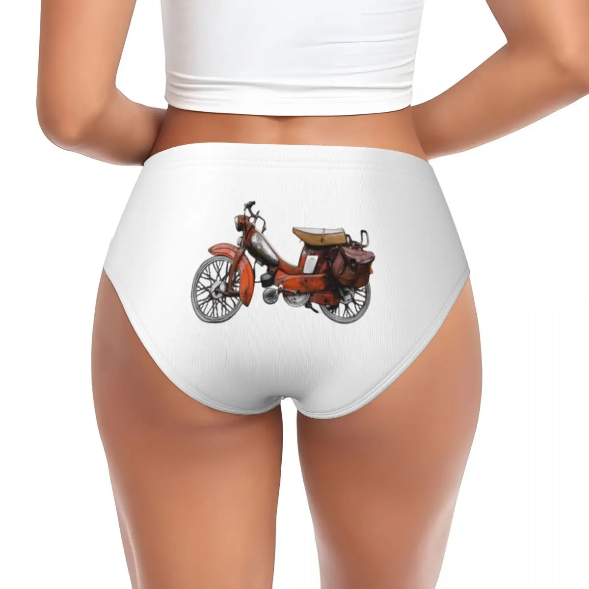 Custom Vintage French Motobecane Moped Panties Briefs Women's Comfort Briefs Underwear Breathable Female Underpants